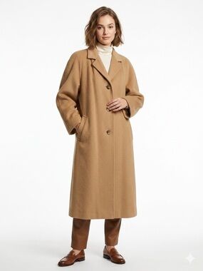 Fleurette 100% Camel Hair Coat Vintage Made In USA Tan Rare Premium Duster